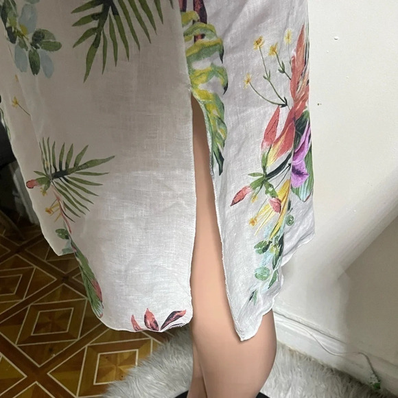 LUNGO L’ARNO Women’s 100% Linen Floral Dress NEW - Picture 9 of 16